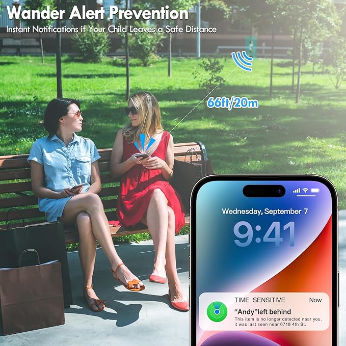 GPS Tracker for Kids 4 Pack, Magnetic Unlocker Tool, Hidden Anti-Removal Pin Tag, Works with Apple Find My (iOS only), No Monthly Fee, Tracking Device for Children Elderly Pets Backpack - Image 3