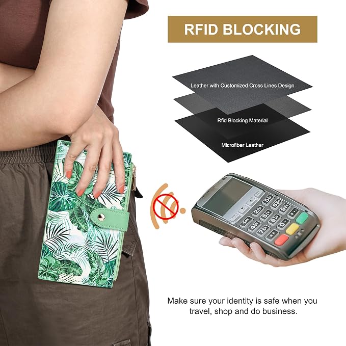 Travelambo RFID Wallet Women Large Size Bifold Multi Card Wallet Case with Zipper Pocke Credit Card Holder for Women - Image 4
