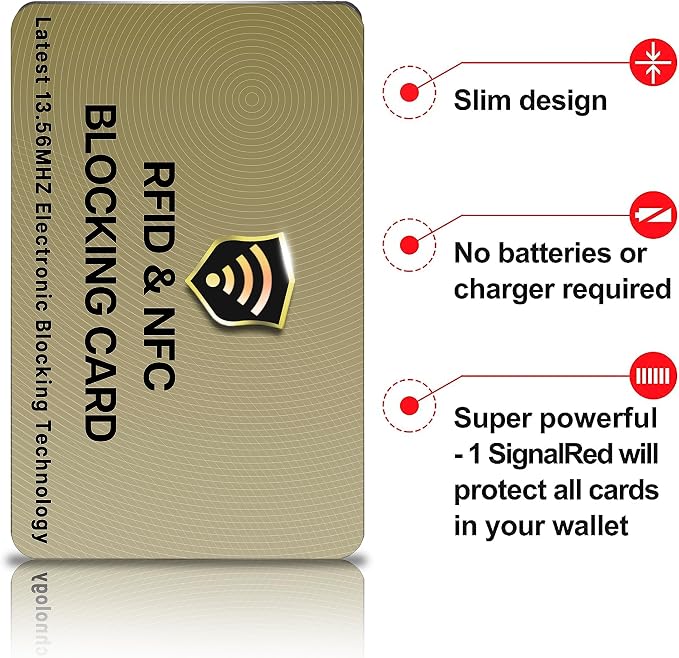 SaiTech IT 2 Pack RFID Blocking Card for Credit Debit ID Card, Golden | Slim Anti-Theft Contactless NFC RFID Blocker Protector, Easily Fit into Wallet and Purse, for Men & Women - Image 6