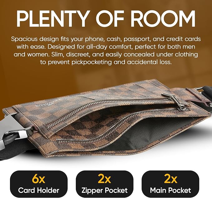Luxury Travel Wallet – Hidden Money Belt, RFID-Blocking, Anti-Theft Passport Holder for Men & Women (Brown) - Image 3