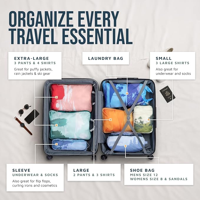 TRIPPED Travel Gear Large Compression Packing Cubes 7-Piece Set for Travel - Image 2