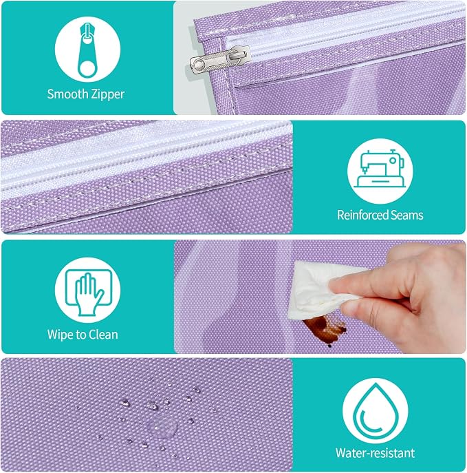 HIONXMGA Set of 3 Diaper Bag Organizing Pouches, Space-Saving, 3 Large Size | Clear Front Toiletry Bags Waterproof Zipper Pouches for Women Kids Toiletries Baby Essentials Well-Organized Carry, Purple - Image 6