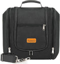 Travel Hanging Toiletry Bag for Women and Men, 6 Organizer Compartments, Holds Full Size Bottles, Extra Large Cosmetic Accessories, Makeup essentials, Bathroom Water-resistant Toiletries Bag, Black by COOSKY
