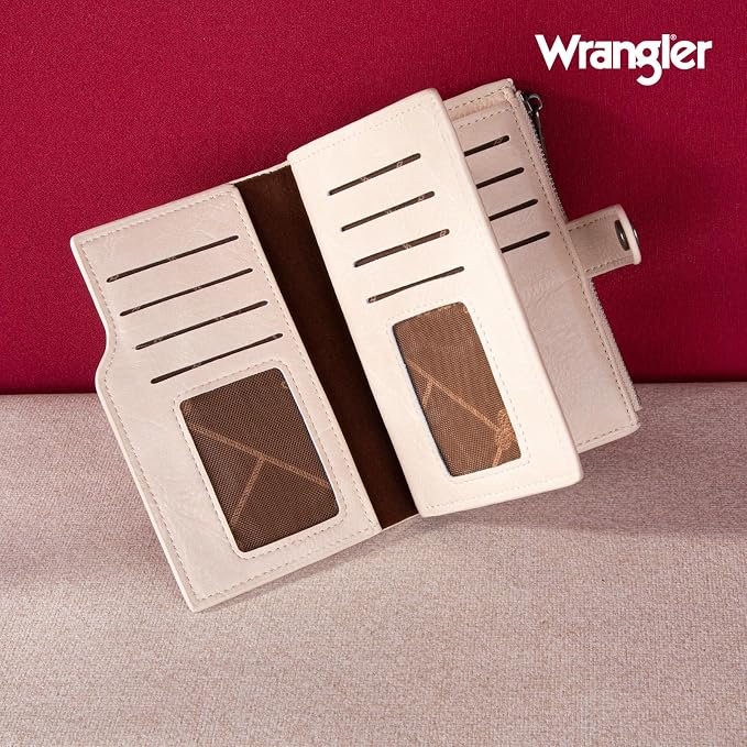 Wrangler Wallet for Women Bifold Card Holder with Zipper and ID Window - Image 2