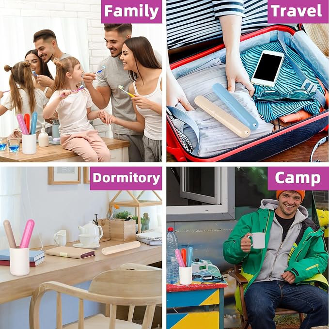6 Pack Travel Toothbrush Case, Breathable Portable Toothbrush Holder, Plastic Toothbrush Cover Container for Traveling, Bathroom, School, Home, Business, Camping - Image 7