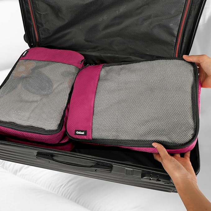 Packing Cubes for Travel Essentials,4 Set Packing Cubes for Suitcases,Lightweight Mesh Luggage Organizer Bag,Pink - Image 6