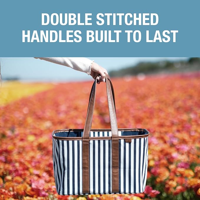 CleverMade Collapsible Tote LUXE, 30L Structured Tote Bag with Handles | Pack It All Without the Floppy-Bag Fight | Steel Rim Stays Open, Soft Grips Carry 30 lb, and Tote Folds to 1.5 Inches - Image 7