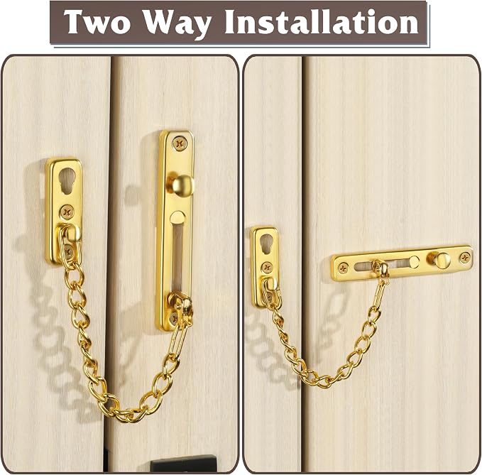 Alise Door Chain Lock Gold,Door Security Chain Lock for Inside Door,1 Pack | Stainless Steel,Door Chain Lock Guard with Spring Anti-Theft Press Button,Door Lock Latch for Front Door - Image 5