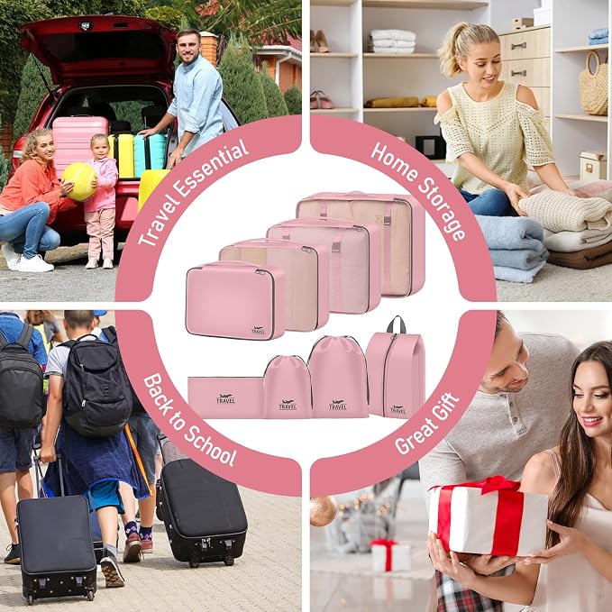Packing Cubes for Travel - 8 Set Luggage Organizer Bags for Family, Mesh Breathable Packing Cubes for Suitcases Durable Travel Essentials Bags Set - Image 7
