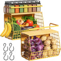 Magnetic Shelf for Fridge with Wood Lid, Fruit Potato and Onion Storage Bins, Pantry Organizers & Storage, Large Container Magnetic Spice Rack for Refrigerator, Kitchen Counter, Cabinet (Yellow, 2) by Ofiray-home