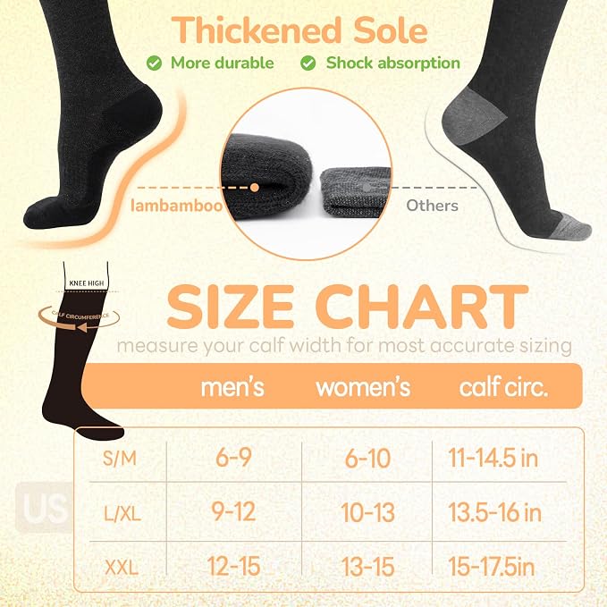 Merino Wool Compression Socks for Women Men 15-20 mmHg for flying | Soft & Breathable for Travel, Running - Image 6