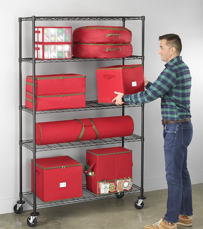 Whitmor 5 Tier Supreme Shelving Unit, Metal Storage Shelves, Adjustable Heavy Duty Shelf with Wheels, 400 lbs Capacity per Shelf, 2000 lbs Total for Pantry, Garage, Kitchen, Black - Image 7