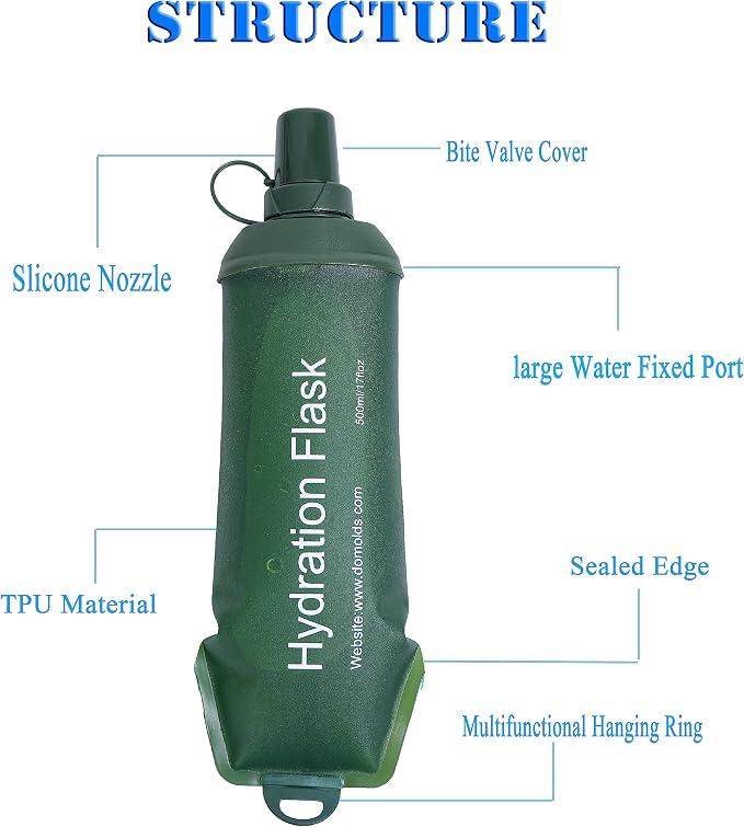 AXEN Soft Flask TPU Foldable Running Hydration Flask, Soft Collapsible Water Bottle for Hydration Pack Cycling Marathon Running Hiking - Image 2
