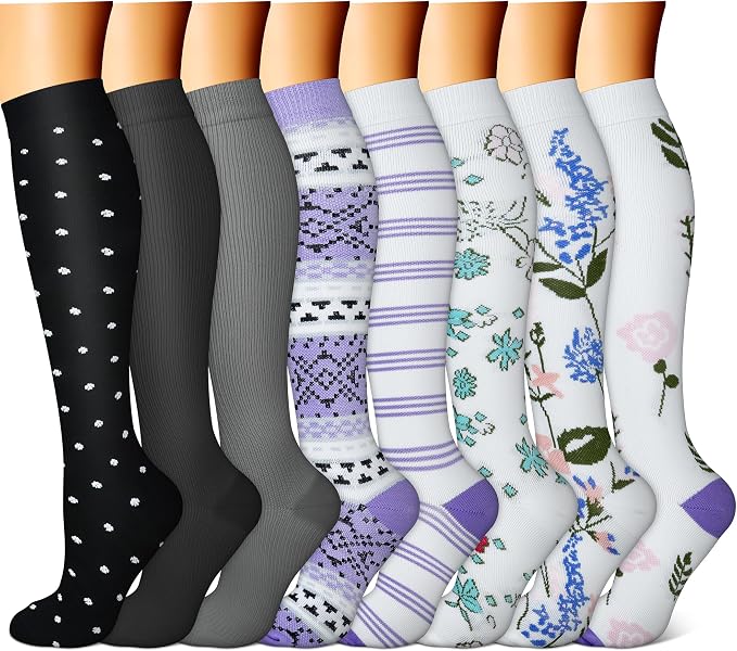 FEYHAY Copper Compression Socks (8 Pairs) 15-20 mmHg Circulation is Best Athletic & Daily for Men & Women, Running, Climbing by FEYHAY