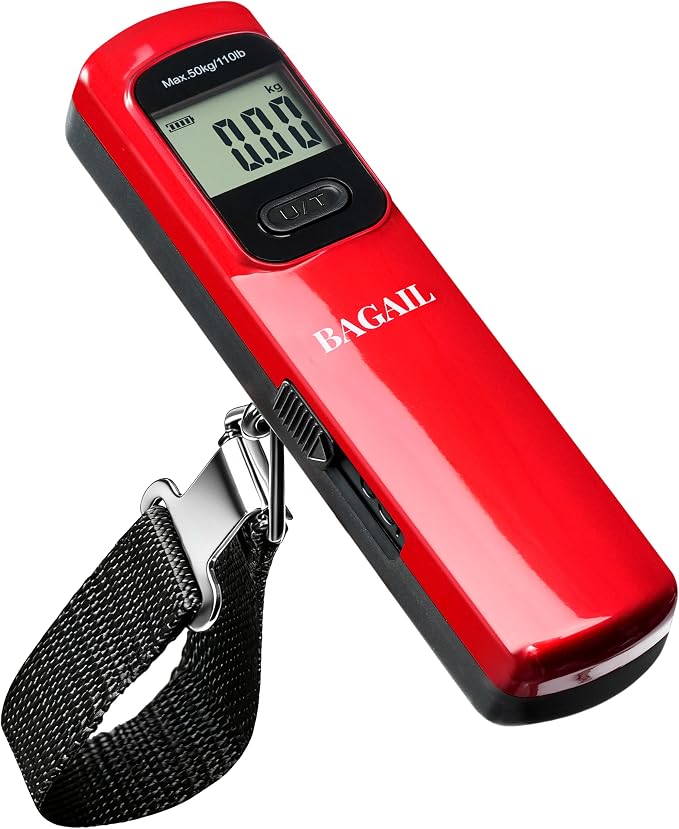 BAGAIL Digital Luggage Scale, 110lbs Hanging Baggage Scale with Backlit LCD Display, Portable Suitcase Weighing Scale, Travel Luggage Weight Scale with Hook, Strong Straps for Travelers by BAGAIL