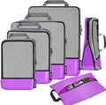 BAGAIL 4 Set/6 Set/8 Set Compression Packing Cubes Travel Accessories Expandable Packing Organizers(Purple HalfMesh 6 Set) by BAGAIL