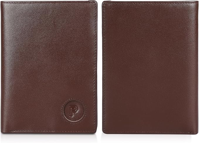 Polare Leather AirTag Passport Holder RFID Blocking Travel Bifold Wallet | Luxury Napa Cowhide Leather, AirTag Slot, Vintage Passport Cover Case, International Travel Wallet, Coffee - Image 8