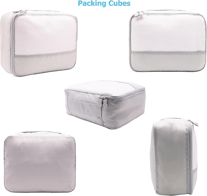 DoubleTrip 9-Piece Gray Travel Organizer Set with 4 Packing Cubes, Cosmetic Organizer, Shoe & Electronics Pouches, and Accessories & Laundry Bag for Luggage Storage & Travel Essentials - Image 6