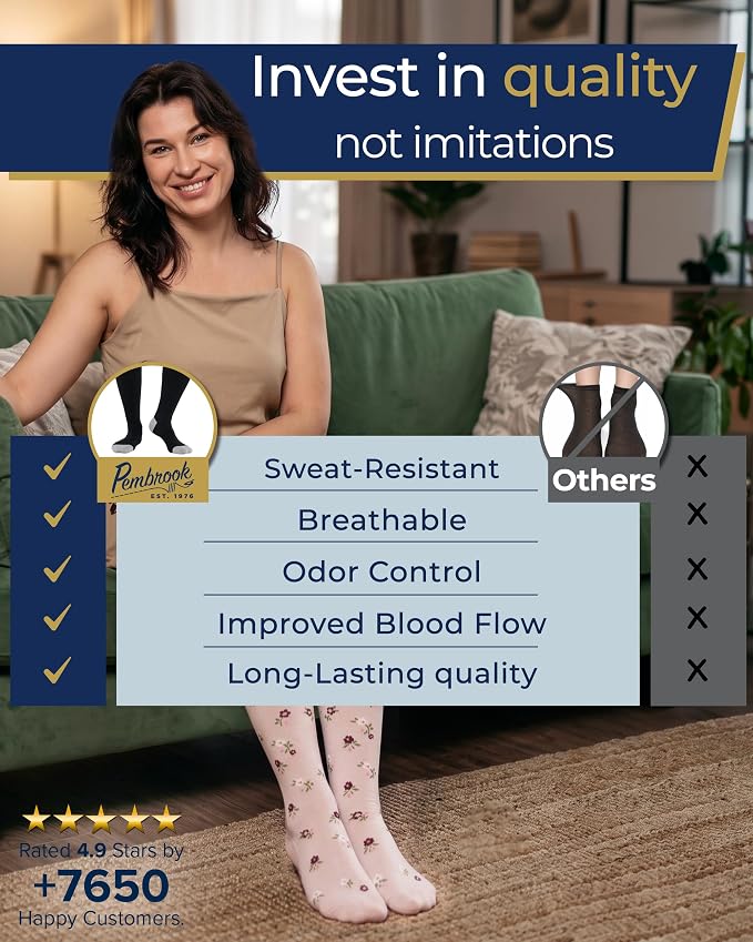 Pembrook 3 Pairs Plus Size Compression Socks Wide Calf - Bamboo Viscose Compression Socks for Women Wide Calf - Image 3