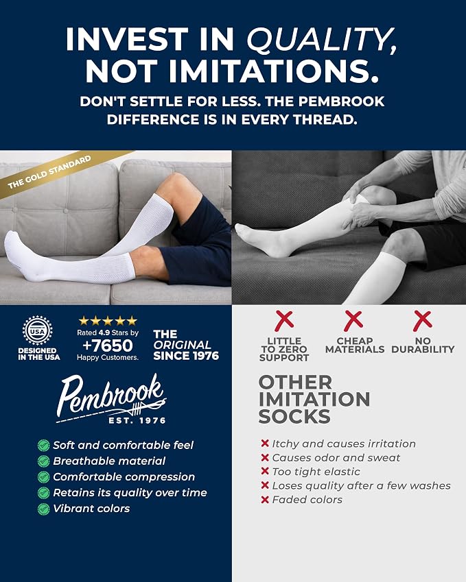 Pembrook® Light Compression Socks for Men & Women - 3 Pairs | 8-15 mmhg Compression Dress Socks for Men | Support Socks - Image 3