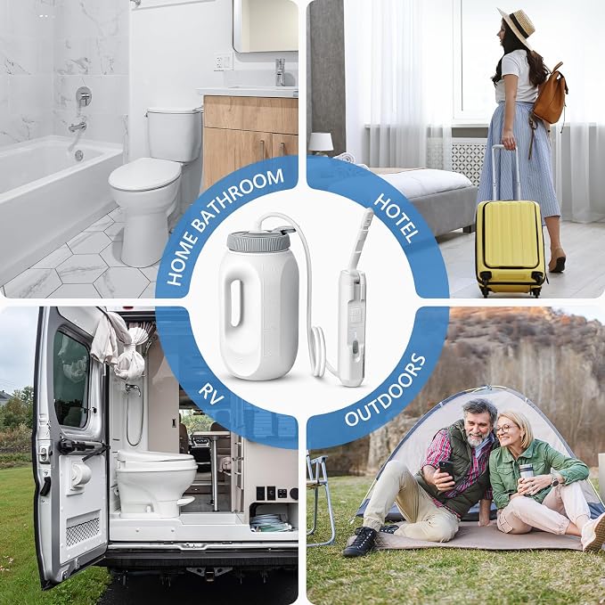 SPACEREST Portable Bidet for Home & Hotel use, Travel Bidet with Adjustable High Pressure & Flush Angle, IPX7 Waterproof, 1600mAh Electric Bidet for Women & Men with 2.5L Reservoir - Image 2