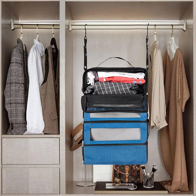 Olosar Suitcase Organizer, Travel Luggage Organizer Portable Hanging Travel Shelves Collapsible Hanging Packing Cubes for Carry on Suitcase - Image 7