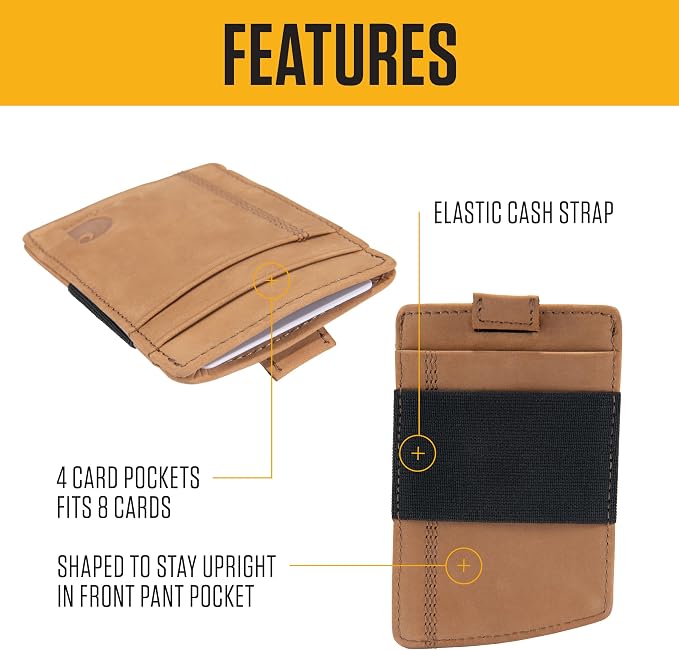 Carhartt Men’s Full Grain Saddle Leather Wallets, RFID Blocking Bifold, Trifold, and Front Pocket Options, Gifts for Men - Image 2