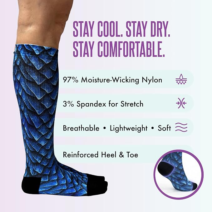 Crazy Compression Socks, Comfortable Support Socks for Recovery, Travel, Hiking, and Long-Hour Comfort w/Fun Designs - Image 5