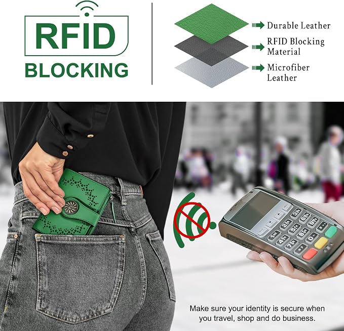 Tipmile Small Wallet for Women Bifold RFID Blocking Card Holder Leather Wallets with Zipper Coin Pocket - Image 3