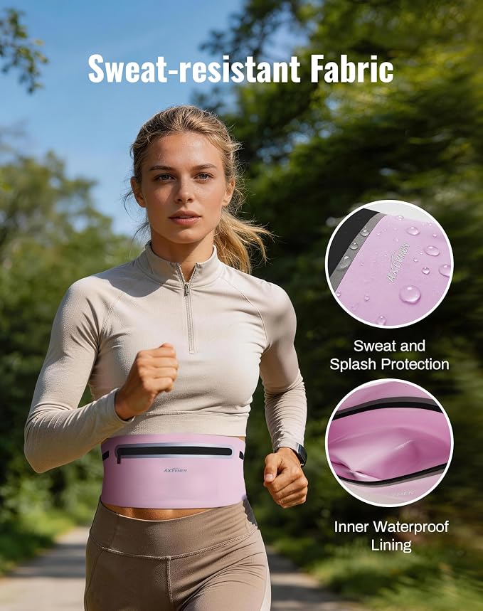 Running Belt for Women & Men-Ultra Light Slim Running Belts | Water-Resistant Phone Holder, 8 Pockets, Adjustable Waist Strap & Reflective Safety for Running, Hiking & Fitness - Image 4