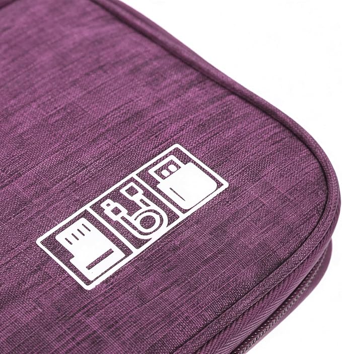 Yamrots Travel Cable Organizer, Electronic Organizer Travel Case, Portable Storage Bag for SD Card, Charger, Power Bank, Earphone (Purple) - Image 4