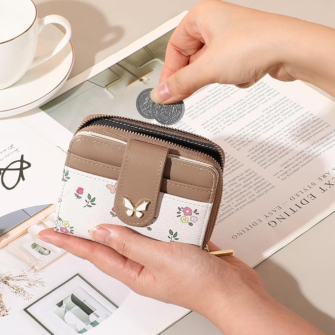 Small Wallet for Women Rfid Bifold Leather Card Holder Wallet With Zipper Pocket - Image 6