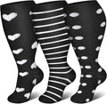 Genovega 3 Packs Wide Calf Compression Socks for Women Men Knee Hight S/M-4XL for Gifts by genovega