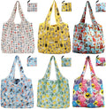 Reusable Grocery Bags, 6 Pack Foldable Shopping Tote Bags with Colorful Prints, Lightweight & Durable Washable Eco Friendly Totes for Groceries, Travel & Everyday Use by NewOpportunityInLivingKindly