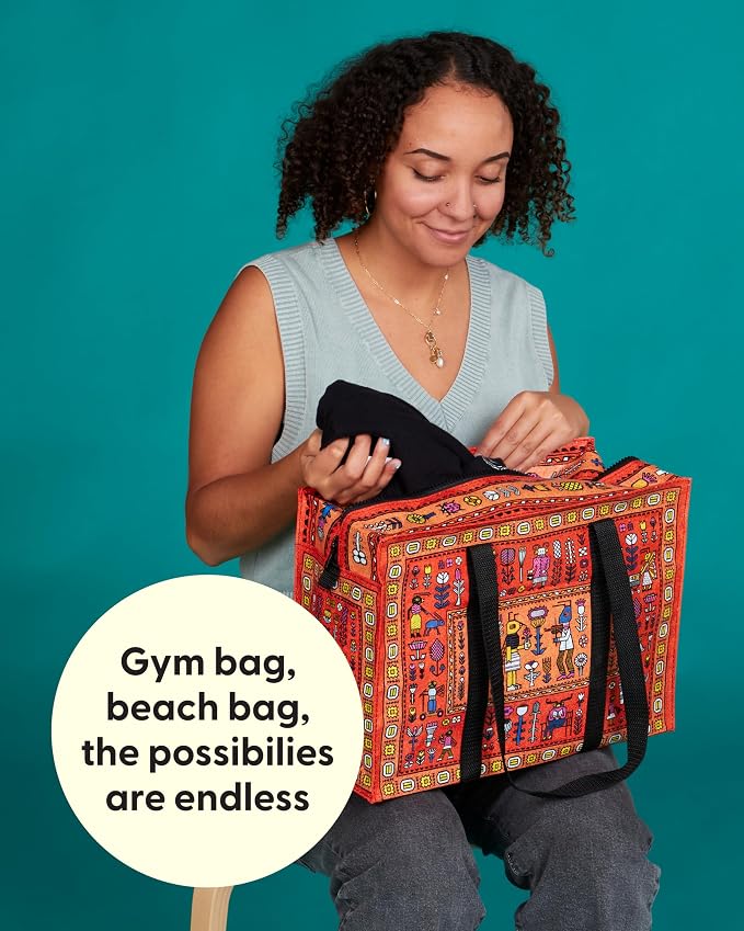 Blue Q Reusable Shoulder Tote Bag – Carry Everywhere Bag with a Hefty Zipper, Durable, Fun Design, 95% Recycled Material - Image 5