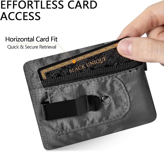 KOSMCCO RFID Blocking Clip Stash Pocket Travel Belt Wallet, Grey | Compact Hidden Design, For Cards & Cash, Slim Pickpocket-Proof, Everyday Carry - Image 6