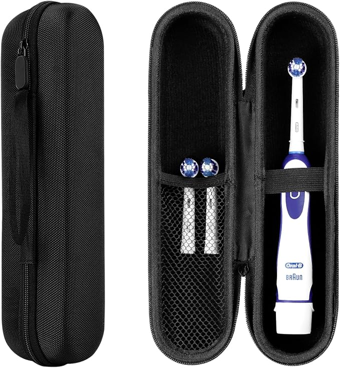 Travel Electric Toothbrush Case, Portable Container Holder Storage Box, PU Travel Case Compatible With Oral-B Pro 1500 8000, Philips 4100, 5100 6100, 9900 (Black PU 1pack) by LUEXBOX