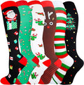 5/6 Pairs Graduated Compression Socks for Women&Men 20-30mmhg Knee High Socks Travel Hiking Running Stocking by HiClasmix