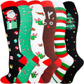 5/6 Pairs Graduated Compression Socks for Women&Men 20-30mmhg Knee High Socks Travel Hiking Running Stocking by HiClasmix