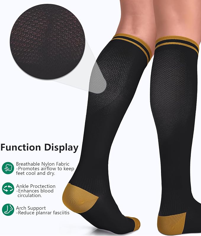 FuelMeFoot 3 Pack Copper Compression Socks - Compression Socks Women & Men Circulation - Best for Medical,Running,Athletic - Image 4