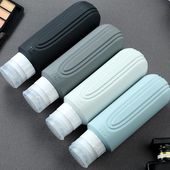 Mrsdry Travel Bottles for Toiletries, Large 6oz Oversize Containers, BPA Free Leak Proof Tubs Refillable Liquid Traveler Accessories with Toiletry Bag for Cometic Shampoo and Lotion Soap (4 Pack) - Image 6