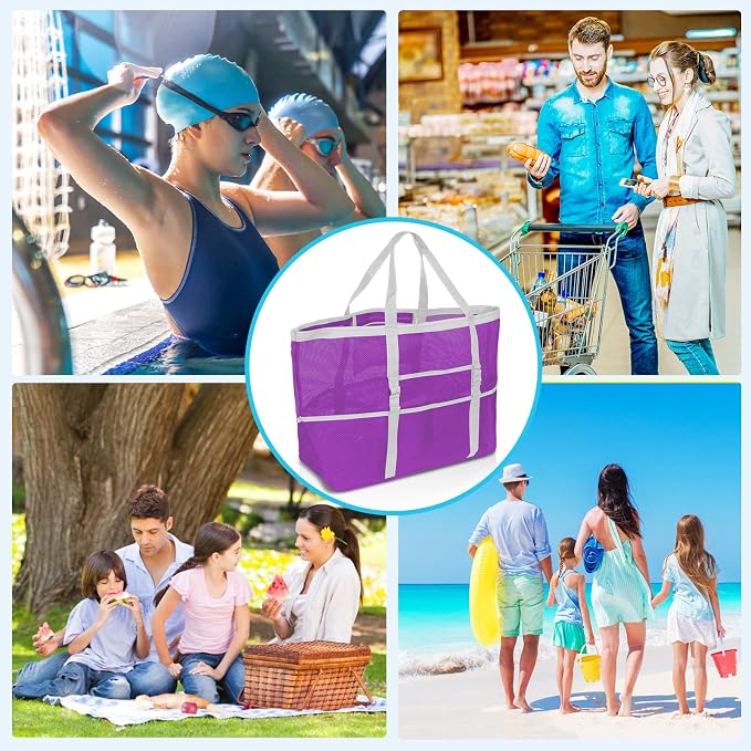 SRISE Mesh Beach Bag - Large Beach Tote Bag for Family Beach Bag for Toys & Vacation Essentials - Image 6