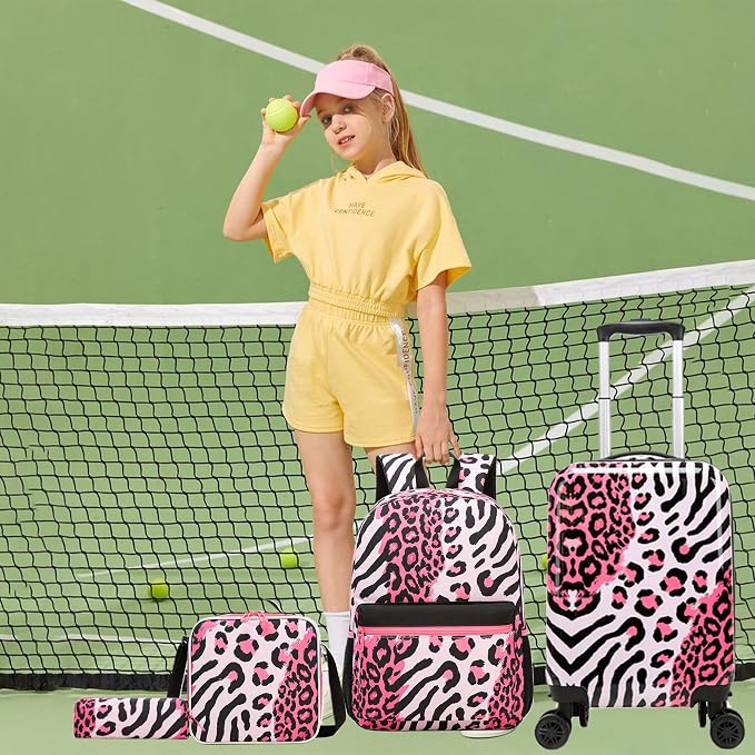 Kid's Luggage Sets Suitcases with Wheels for Girls Women 5 Piece Hardshell Toddler Suitcase Set with Neck Pillow Airplane 16'' Carry on Travel Luggage - Image 2