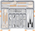 Silverware Organizer Expandable Kitchen Drawer Organizer Adjustable 22"x 19" Utensil Organizer with Rubber Feets Cutlery Drawer Organizer for Spoons Forks Knives Kitchen Organizers and Storage Grey by Spaclear