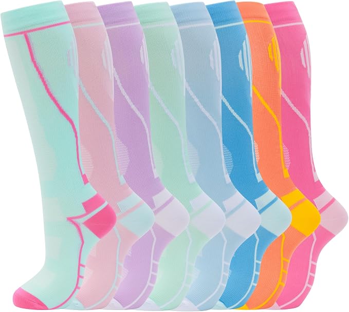 hello momoya Compression Socks for Women Men Circulation Knee High 8 Pairs for Nurses, Running, Travel, Athletic by HELLOMOMOYA