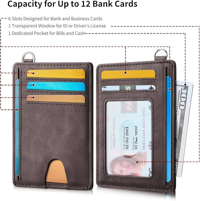 Mayski Slim Wallet, Credit Card Holder for Women, Minimalist Front Pocket RFID Blocking Card Cases, Small Wallet Women Men(MF Coffee) - Image 6
