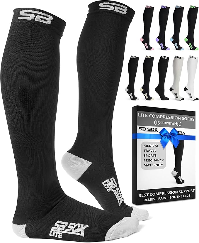 SB SOX Compression Socks for Men & Women (15-20mmHg) | Best Compression Socks for Flying, Medical, Sports, Wide Calf Fit, Pregnancy, and Daily Wear by SBSOX