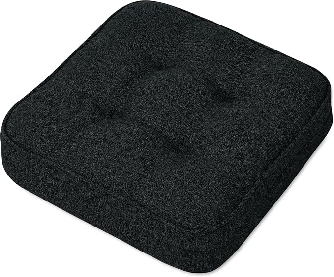 GOFORIT Memory Foam Seat Cushion，Kitchen Chair Cushions for Dining Chairs,Non-Slip Chair Pads with Removable Cover, 16'' x 16'', Black by Unknown
