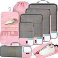 BAGAIL 4/6 Set/8 Set Compression Packing Cubes Travel Accessories Expandable Packing Organizers(HalfMesh, 8-Pink) by BAGAIL
