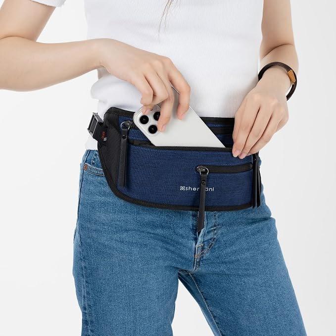 Sherpani Jett, Travel Money Belt, Secure Waist Bag, Slim Passport Holders, Blocking Hidden Wallet Belt Bag, Fanny Pack for Women, Travel Gift, RFID Protection (Indigo Lite) - Image 3